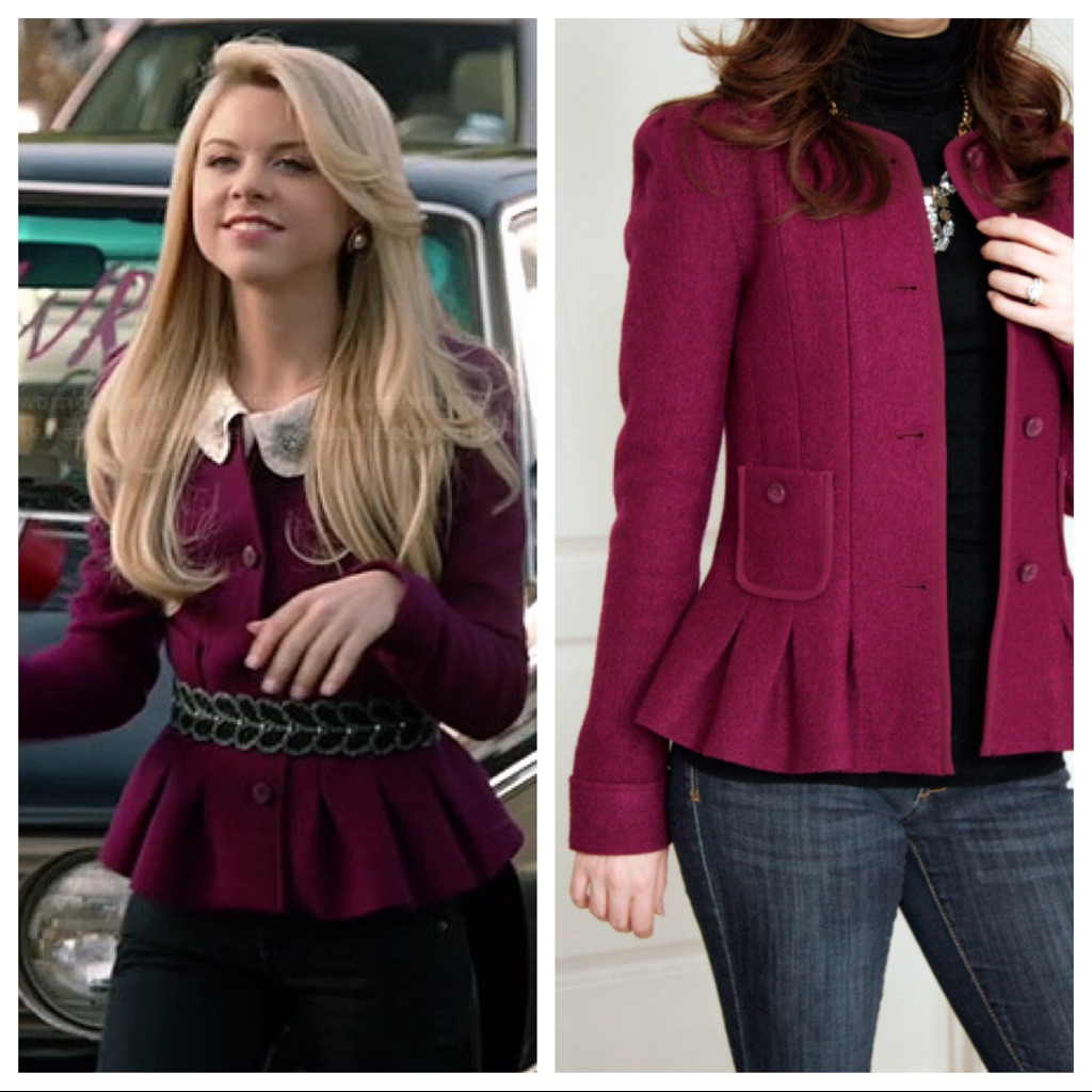 Anthropologie Plum Peplum Wool Jacket